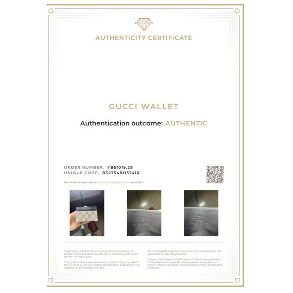 New Gucci Beige & Black Card Holder Wallet With COA - Picture 7 of 7